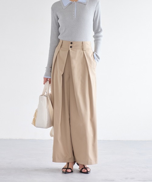 VIS（ビス）の「フロントタックデザインワイドパンツ（その他パンツ・レディース・ライトグレー/ベージュ・S/M）」の8枚目の写真
