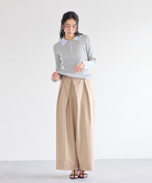VIS（ビス）の「フロントタックデザインワイドパンツ（その他パンツ・レディース・ライトグレー/ベージュ・S/M）」の13枚目の写真