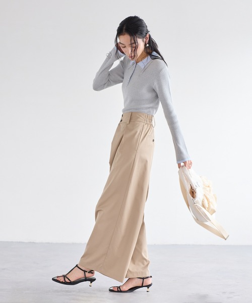 VIS（ビス）の「フロントタックデザインワイドパンツ（その他パンツ・レディース・ライトグレー/ベージュ・S/M）」の14枚目の写真