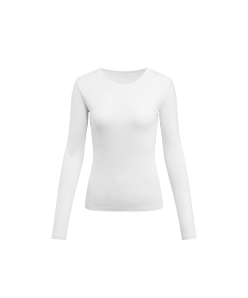 BUTTON SEOUL（ボタンソウル）の「[ウィメンズ] ウールブレンドテンセルソフトストレッチバックピンタックロングスリーブTシャツ (3 COLORS)（Tシャツ/カットソー・レディース・ブラック/ライトグレー/ホワイト・SMALL/MEDIUM/LARGE）」の2枚目の写真