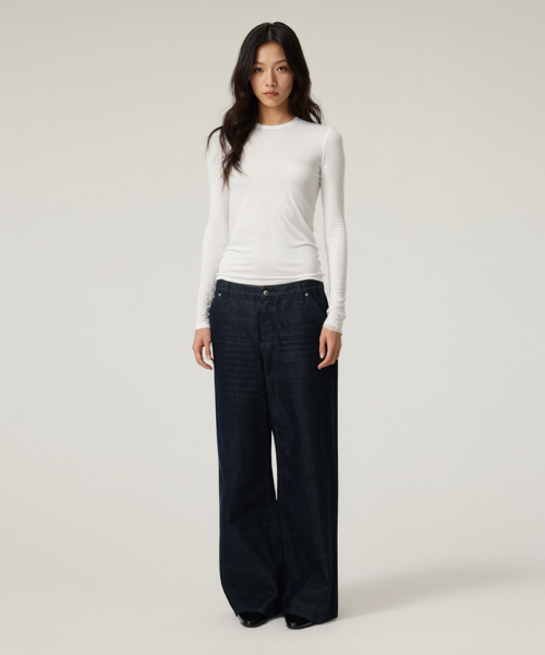 BUTTON SEOUL（ボタンソウル）の「[ウィメンズ] ウールブレンドテンセルソフトストレッチバックピンタックロングスリーブTシャツ (3 COLORS)（Tシャツ/カットソー・レディース・ブラック/ライトグレー/ホワイト・SMALL/MEDIUM/LARGE）」の6枚目の写真