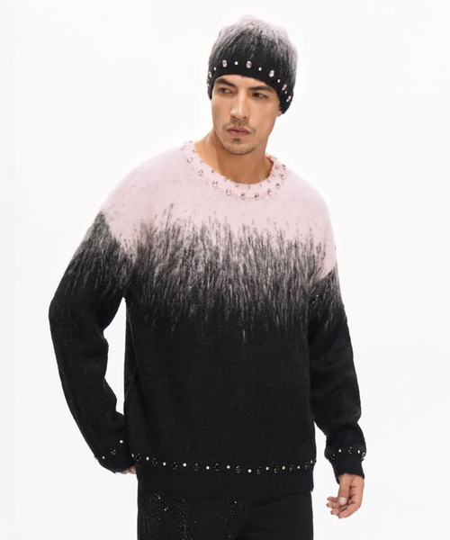 (新品) VALABASAS ピンク グラデーションセーター M VALABASAS/ヴァラバサス BLACK PINK SWEATER（ニット/セーター