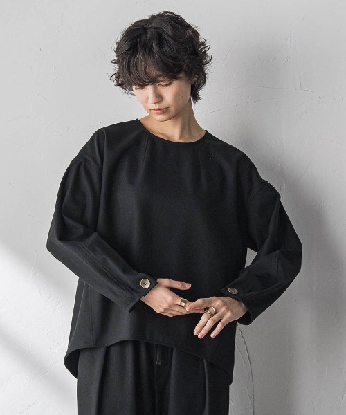 MAYSON GREY(メイソングレイ)の「【叶えるSET UP】起毛フォルムスリーブブラウス≪手洗い可能≫(シャツ/ブラウス・レディース・ベージュ/ブラック・M)」の1枚目の写真