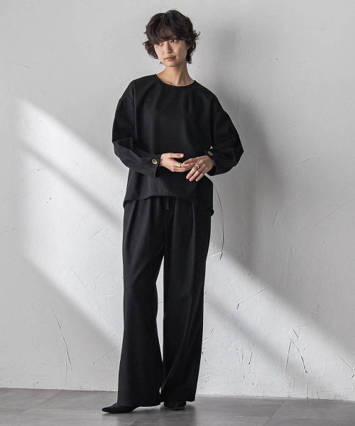MAYSON GREY(メイソングレイ)の「【叶えるSET UP】起毛フォルムスリーブブラウス≪手洗い可能≫(シャツ/ブラウス・レディース・ベージュ/ブラック・M)」の8枚目の写真