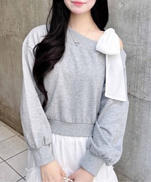 INGNI | スウェット肩リボン胸ロゴワンショルトップス(Tシャツ/カットソー)