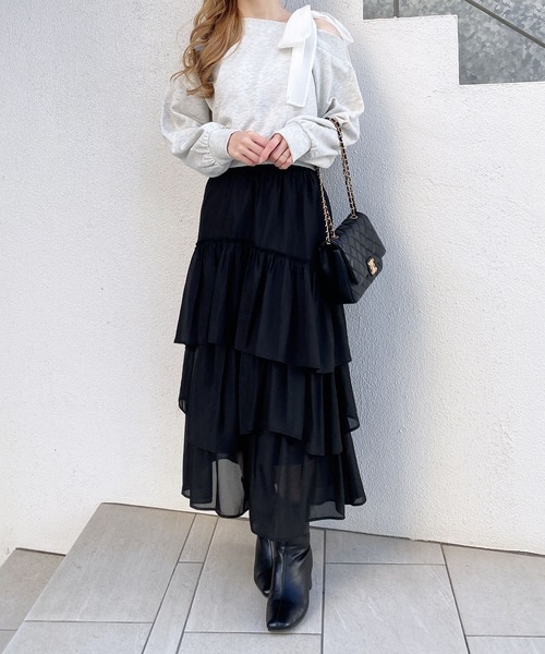 INGNI（イング）の「スウェット肩リボン胸ロゴワンショルトップス（スウェット・レディース・ライトピンク/グレー/ネイビー/オートミール・M）」の18枚目の写真