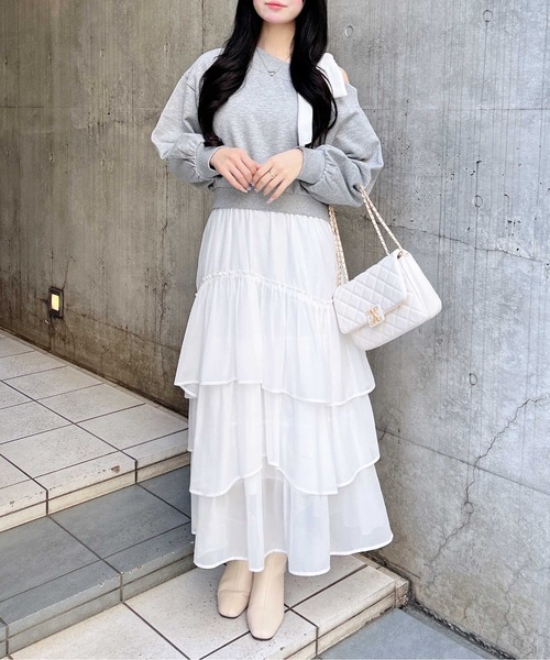 INGNI（イング）の「スウェット肩リボン胸ロゴワンショルトップス（スウェット・レディース・ライトピンク/グレー/ネイビー/オートミール・M）」の10枚目の写真