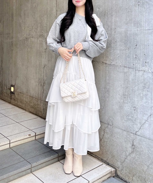 INGNI（イング）の「スウェット肩リボン胸ロゴワンショルトップス（スウェット・レディース・ライトピンク/グレー/ネイビー/オートミール・M）」の11枚目の写真