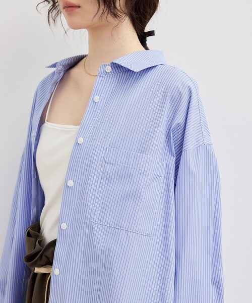 ADAM ET ROPE'(アダムエロペ)の「【WEB限定】ブロードカラーシャツ(シャツ/ブラウス・レディース・ブラック/ブルー系その他5/サックスブルー/ピンク・FREE)」の5枚目の写真