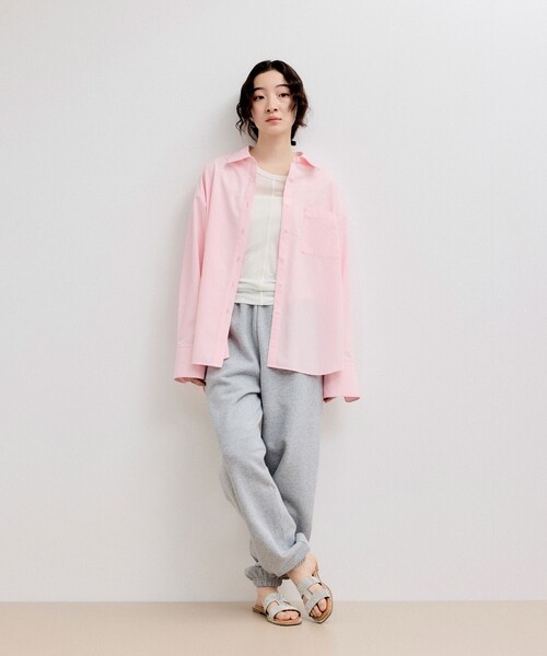ADAM ET ROPE'(アダムエロペ)の「【WEB限定】ブロードカラーシャツ(シャツ/ブラウス・レディース・ブラック/ブルー系その他5/サックスブルー/ピンク・FREE)」の6枚目の写真