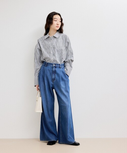 ADAM ET ROPE'(アダムエロペ)の「【WEB限定】ブロードカラーシャツ(シャツ/ブラウス・レディース・ブラック/ブルー系その他5/サックスブルー/ピンク・FREE)」の8枚目の写真