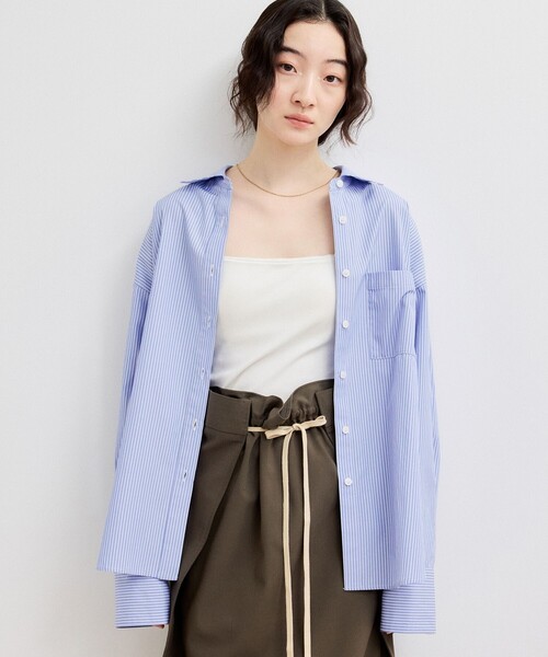ADAM ET ROPE'(アダムエロペ)の「【WEB限定】ブロードカラーシャツ(シャツ/ブラウス・レディース・ブラック/ブルー系その他5/サックスブルー/ピンク・FREE)」の18枚目の写真