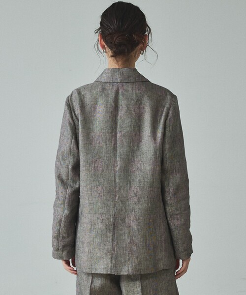 qualite（カリテ）の「【セットアップ対応】ラメリネンジャケット/春服/夏服/オフィスカジュアル/リネン（テーラードジャケット・レディース・グレイッシュベージュ・38/36）」の10枚目の写真
