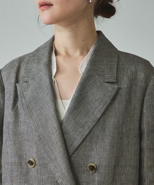 qualite（カリテ）の「【セットアップ対応】ラメリネンジャケット/春服/夏服/オフィスカジュアル/リネン（テーラードジャケット・レディース・グレイッシュベージュ・38/36）」の11枚目の写真