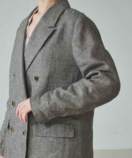 qualite（カリテ）の「【セットアップ対応】ラメリネンジャケット/春服/夏服/オフィスカジュアル/リネン（テーラードジャケット・レディース・グレイッシュベージュ・38/36）」の12枚目の写真