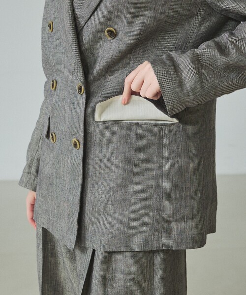 qualite（カリテ）の「【セットアップ対応】ラメリネンジャケット/春服/夏服/オフィスカジュアル/リネン（テーラードジャケット・レディース・グレイッシュベージュ・38/36）」の13枚目の写真