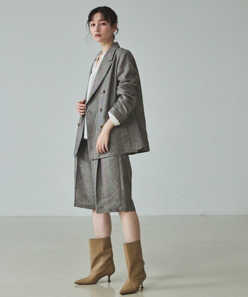 qualite（カリテ）の「【セットアップ対応】ラメリネンジャケット/春服/夏服/オフィスカジュアル/リネン（テーラードジャケット・レディース・グレイッシュベージュ・38/36）」の17枚目の写真