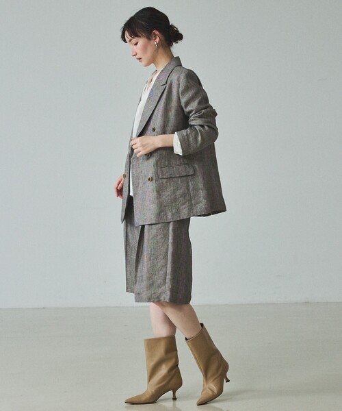 qualite（カリテ）の「【セットアップ対応】ラメリネンジャケット/春服/夏服/オフィスカジュアル/リネン（テーラードジャケット・レディース・グレイッシュベージュ・38/36）」の20枚目の写真