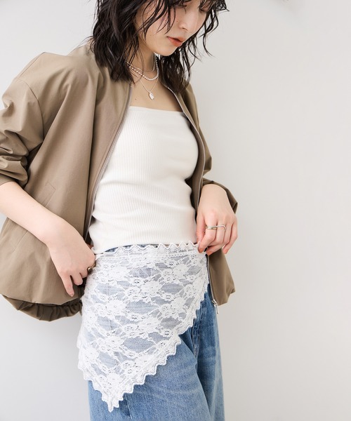 VIS（ビス）の「三角レーススカーフ（バンダナ/スカーフ・レディース・オフホワイト・FREE）」の2枚目の写真