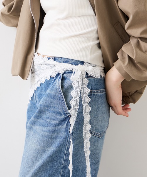 VIS（ビス）の「三角レーススカーフ（バンダナ/スカーフ・レディース・オフホワイト・FREE）」の4枚目の写真