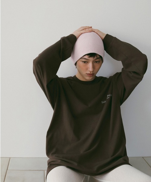 anuke（アンヌーク）の「Logo Long T-Shirts（Tシャツ/カットソー・レディース・グレー/ブラウン/ピンク・FREE）」の3枚目の写真