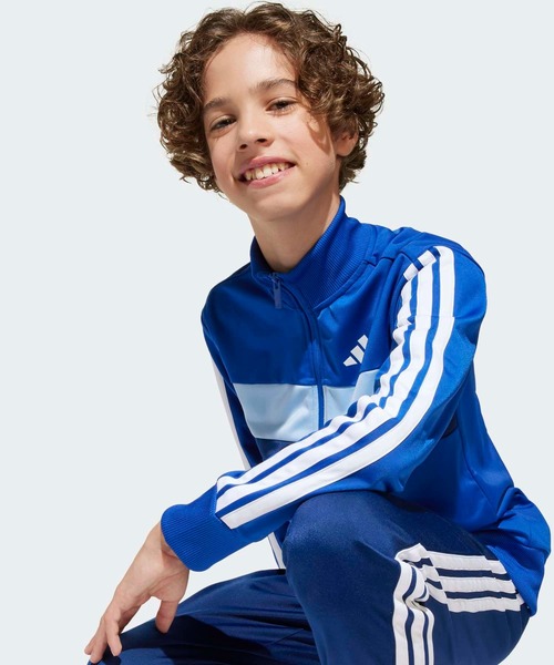 adidas(アディダス)の「シーズナル エッセンシャルズ Tiberio スリーストライプス トリコット トラックスーツ キッズ / ジャージ / アディダス adidas(ジャージ・キッズ・ブラック×グレー/ブラック×レッド/ブルー・130/140/150/160)」の19枚目の写真
