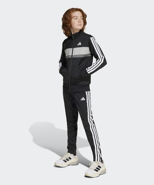 adidas(アディダス)の「シーズナル エッセンシャルズ Tiberio スリーストライプス トリコット トラックスーツ キッズ / ジャージ / アディダス adidas(ジャージ・キッズ・ブラック×グレー/ブラック×レッド/ブルー・130/140/150/160)」の5枚目の写真