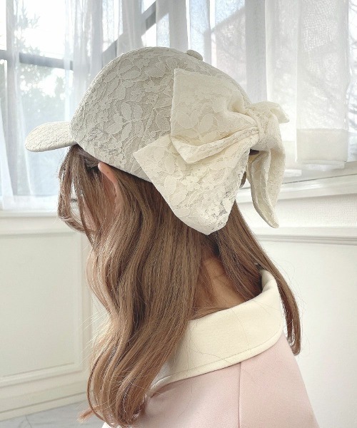 F i.n.t（フィント）の「総レースバックリボンキャップ（キャップ・レディース・ブラック/オフホワイト・FREE）」の10枚目の写真