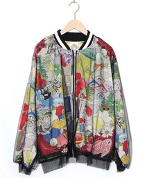 ScoLar | 161626：レトロスカーフ柄チュール重ねブルゾン(ブルゾン)