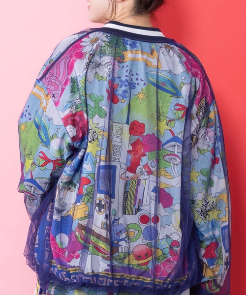 ScoLar（スカラー）の「161626：レトロスカーフ柄チュール重ねブルゾン（ブルゾン・レディース・パープル/ブラック・M）」の8枚目の写真