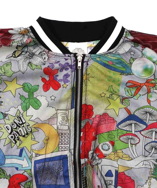 ScoLar（スカラー）の「161626：レトロスカーフ柄チュール重ねブルゾン（ブルゾン・レディース・パープル/ブラック・M）」の13枚目の写真