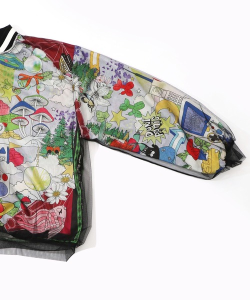 ScoLar（スカラー）の「161626：レトロスカーフ柄チュール重ねブルゾン（ブルゾン・レディース・パープル/ブラック・M）」の14枚目の写真