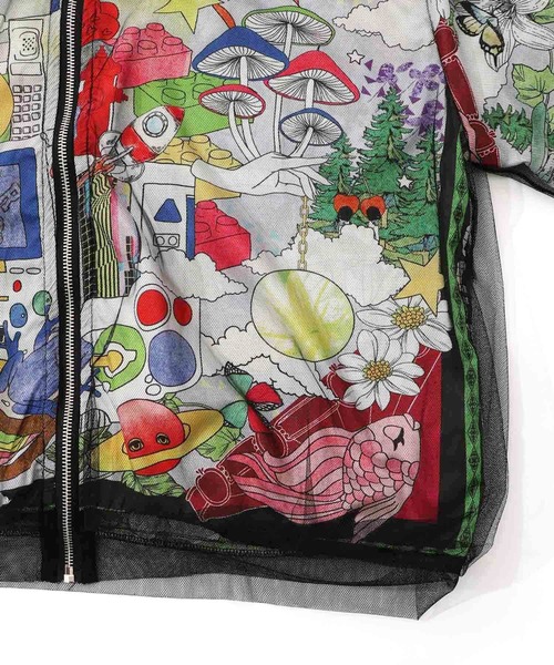 ScoLar（スカラー）の「161626：レトロスカーフ柄チュール重ねブルゾン（ブルゾン・レディース・パープル/ブラック・M）」の15枚目の写真