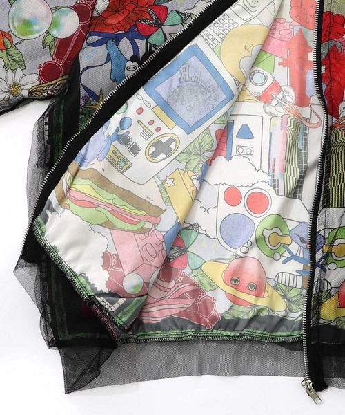 ScoLar（スカラー）の「161626：レトロスカーフ柄チュール重ねブルゾン（ブルゾン・レディース・パープル/ブラック・M）」の17枚目の写真