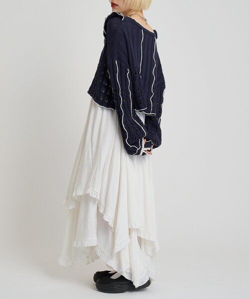 w closet（ダブルクローゼット）の「イレヘムフリルキャミワンピース（ワンピース・レディース・ブラック/オフホワイト・FREE）」の8枚目の写真