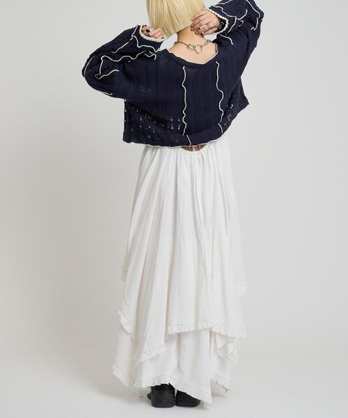 w closet（ダブルクローゼット）の「イレヘムフリルキャミワンピース（ワンピース・レディース・ブラック/オフホワイト・FREE）」の9枚目の写真