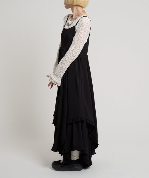 w closet（ダブルクローゼット）の「イレヘムフリルキャミワンピース（ワンピース・レディース・ブラック/オフホワイト・FREE）」の13枚目の写真