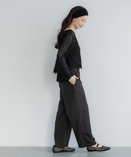 coca(coca)(コカ)の「フレアスリーブクロシェニット(ニット/セーター・レディース・ブラック/アイボリー・ONE SIZE)」の11枚目の写真