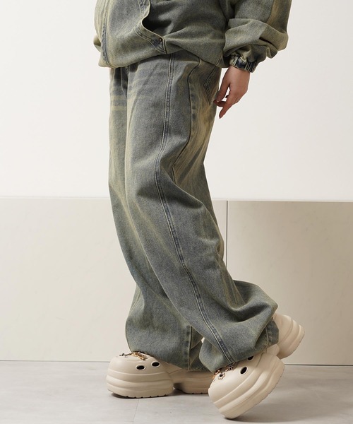 1111clothing(ワンフォークロージング)の「【セットアップ可能】12oz デニムカーブパンツ / 12oz Denim Curve Pants(デニムパンツ・メンズ・カモフラージュ/ネイビー/ブラック/ブルー・L/XL/M)」の13枚目の写真