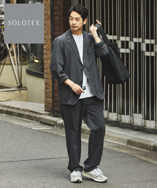 FREAK'S STORE(フリークスストア)の「SOLOTEX シアサッカー 2Bジャケット セットアップ/イージーパンツ テーラードジャケット(セットアップ・メンズ・チャコールグレー/ブラック/ネイビー/オリーブ・SMALL/X-LARGE/LARGE/MEDIUM)」の2枚目の写真