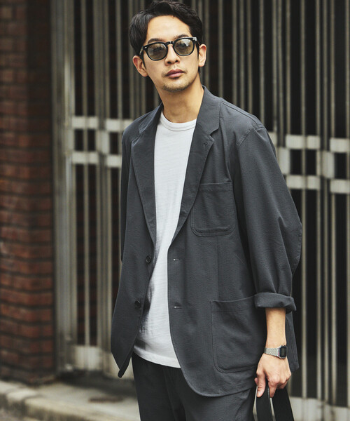 FREAK'S STORE(フリークスストア)の「SOLOTEX シアサッカー 2Bジャケット セットアップ/イージーパンツ テーラードジャケット(セットアップ・メンズ・チャコールグレー/ブラック/ネイビー/オリーブ・SMALL/X-LARGE/LARGE/MEDIUM)」の15枚目の写真