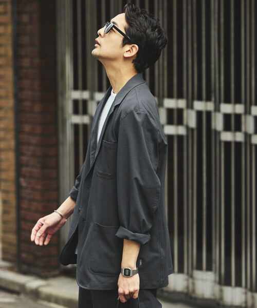 FREAK'S STORE(フリークスストア)の「SOLOTEX シアサッカー 2Bジャケット セットアップ/イージーパンツ テーラードジャケット(セットアップ・メンズ・チャコールグレー/ブラック/ネイビー/オリーブ・SMALL/X-LARGE/LARGE/MEDIUM)」の17枚目の写真