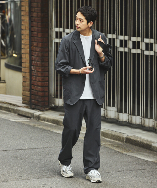 FREAK'S STORE(フリークスストア)の「シアサッカー 2Bジャケット セットアップ Fabric by SOLOTEX(R)/イージーパンツ テーラードジャケット(セットアップ・メンズ・チャコールグレー/ブラック/ネイビー/オリーブ・SMALL/X-LARGE/LARGE/MEDIUM)」の2枚目の写真