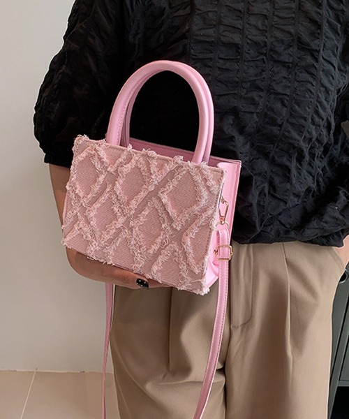 Lace Ladies(レースレディース)の「2way 異素材 デニム フリンジ スクエア バッグ(ハンドバッグ・レディース・ピンク/ブルー/ブラック・FREE)」の19枚目の写真