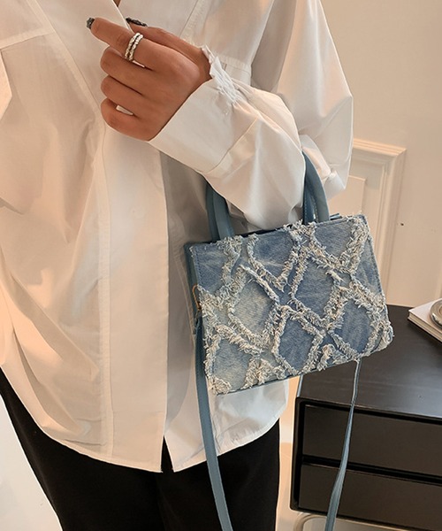 Lace Ladies(レースレディース)の「2way 異素材 デニム フリンジ スクエア バッグ(ハンドバッグ・レディース・ピンク/ブルー/ブラック・FREE)」の21枚目の写真