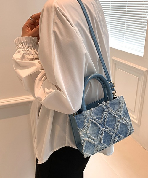 Lace Ladies(レースレディース)の「2way 異素材 デニム フリンジ スクエア バッグ(ハンドバッグ・レディース・ピンク/ブルー/ブラック・FREE)」の11枚目の写真