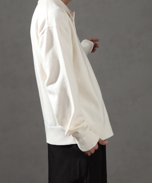 welise(ウェライズ)の「【welise/ウェライズ】ベーシックスムースニット ショート丈長袖ポロシャツ(ポロシャツ・メンズ・チャコールグレー/ブラック/アイボリー/ダークブルー/ホワイト/ワイン・L/M/S)」の12枚目の写真
