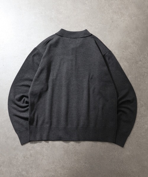 welise(ウェライズ)の「【welise/ウェライズ】ベーシックスムースニット ショート丈長袖ポロシャツ(ポロシャツ・メンズ・チャコールグレー/ブラック/アイボリー/ダークブルー/ホワイト/ワイン・L/M/S)」の17枚目の写真