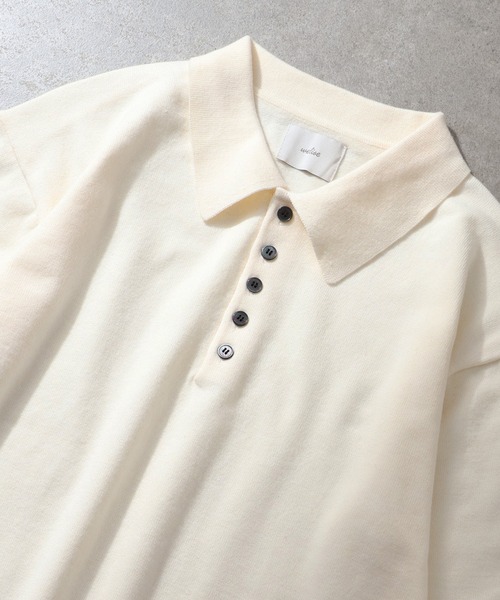 welise(ウェライズ)の「【welise/ウェライズ】ベーシックスムースニット ショート丈長袖ポロシャツ(ポロシャツ・メンズ・チャコールグレー/ブラック/アイボリー/ダークブルー/ホワイト/ワイン・L/M/S)」の8枚目の写真
