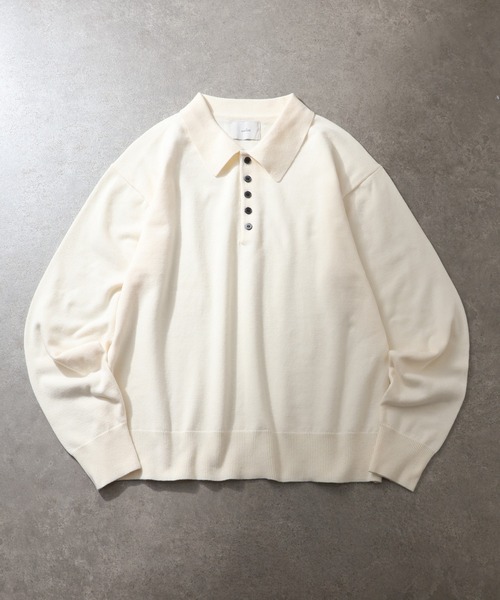 welise(ウェライズ)の「【welise/ウェライズ】ベーシックスムースニット ショート丈長袖ポロシャツ(ポロシャツ・メンズ・チャコールグレー/ブラック/アイボリー/ダークブルー/ホワイト/ワイン・L/M/S)」の7枚目の写真